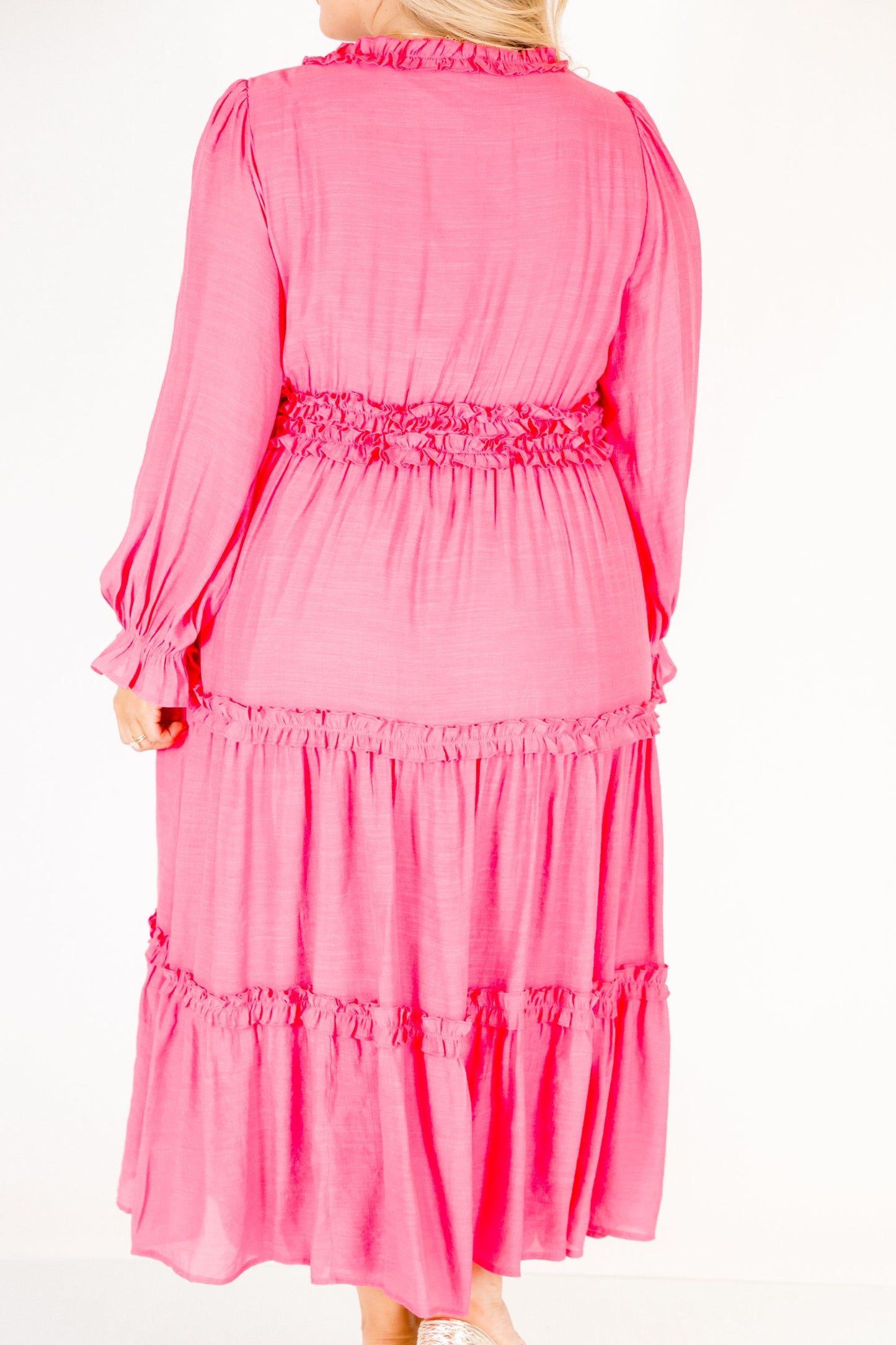 Vestido Vivid Palms, Rosa Fucsia