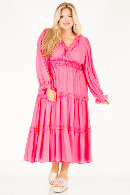 Vestido Vivid Palms, Rosa Fucsia
