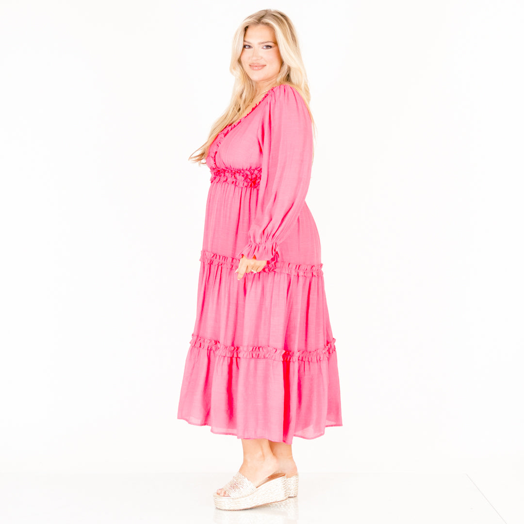 Vestido Vivid Palms, Rosa Fucsia