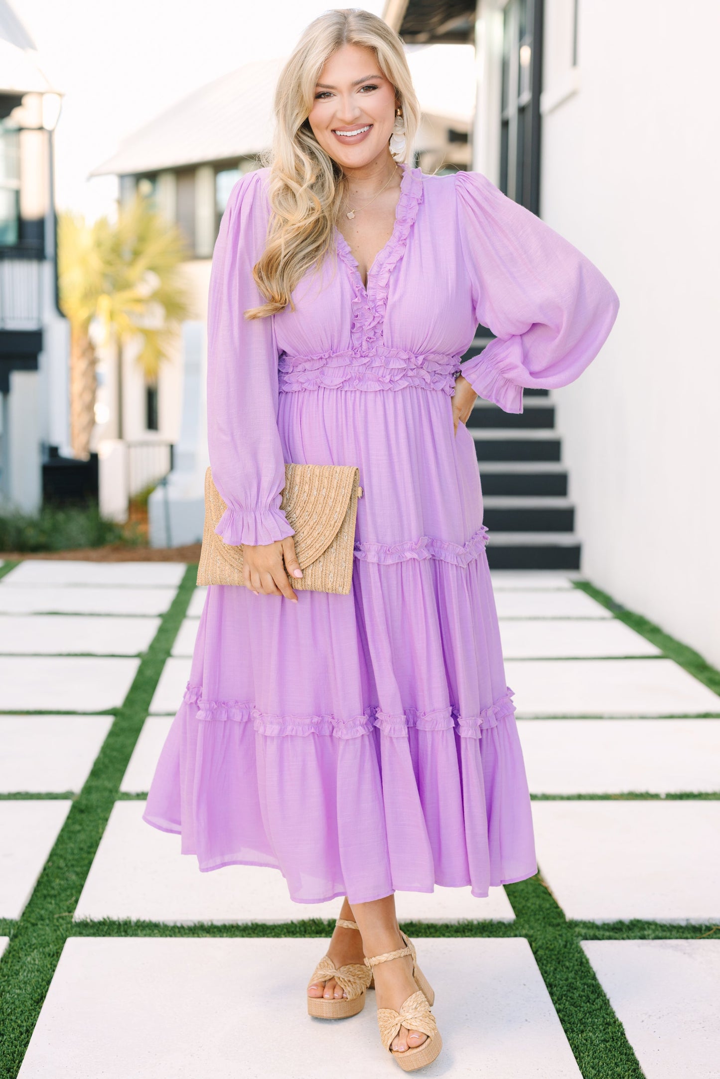 Vestido Vivid Palms, Lavanda