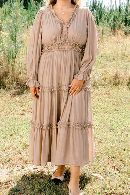 Vestido Vivid Palms, Taupe