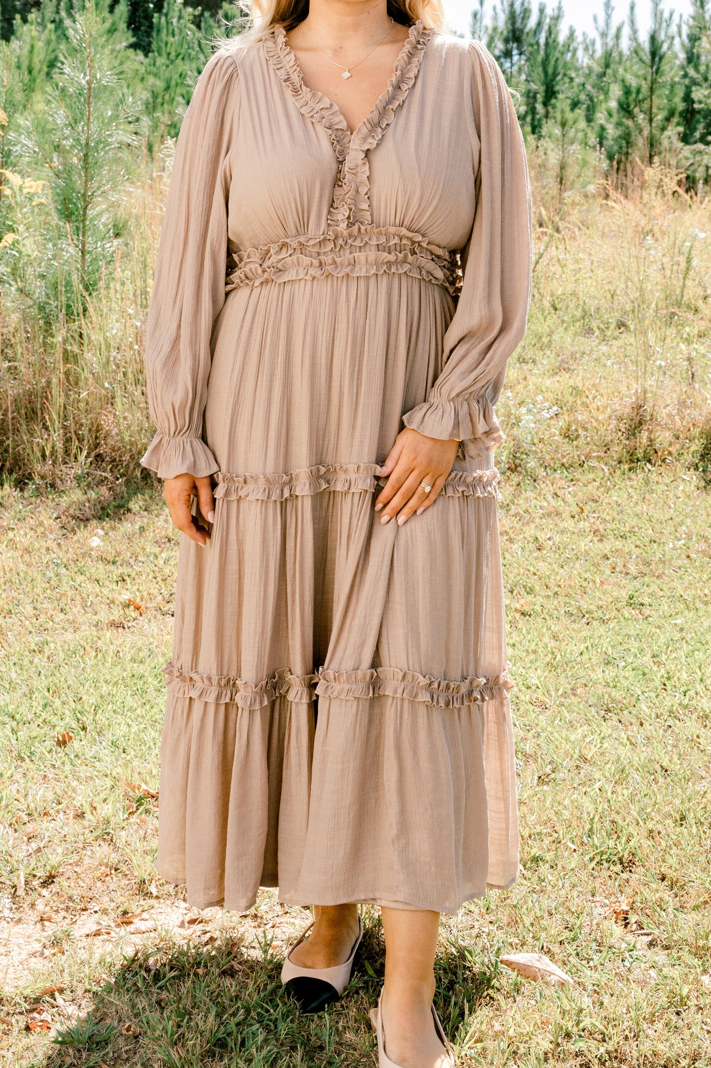 Vestido Vivid Palms, Taupe