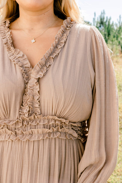 Vestido Vivid Palms, Taupe