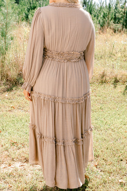 Vestido Vivid Palms, Taupe