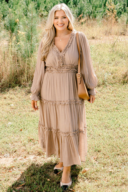 Vestido Vivid Palms, Taupe