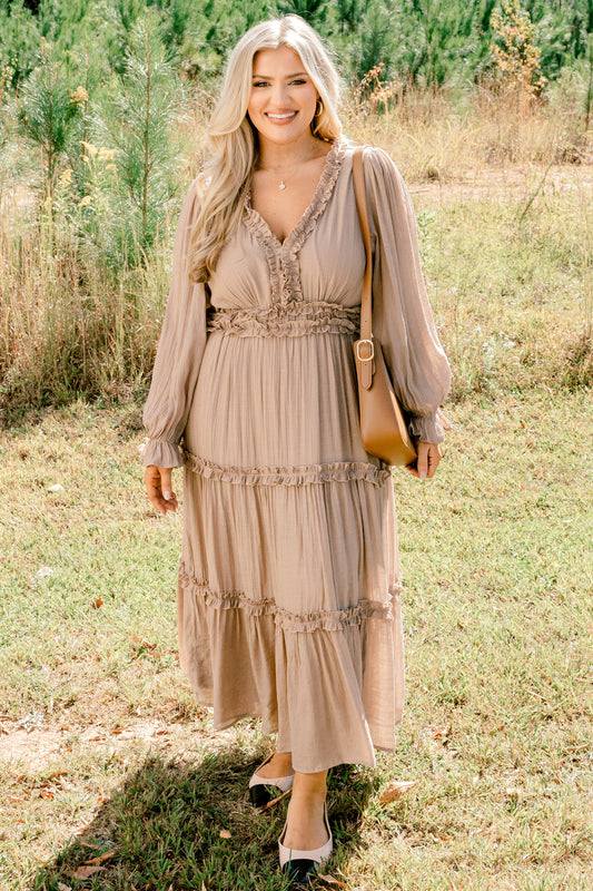 Vestido Vivid Palms, Taupe