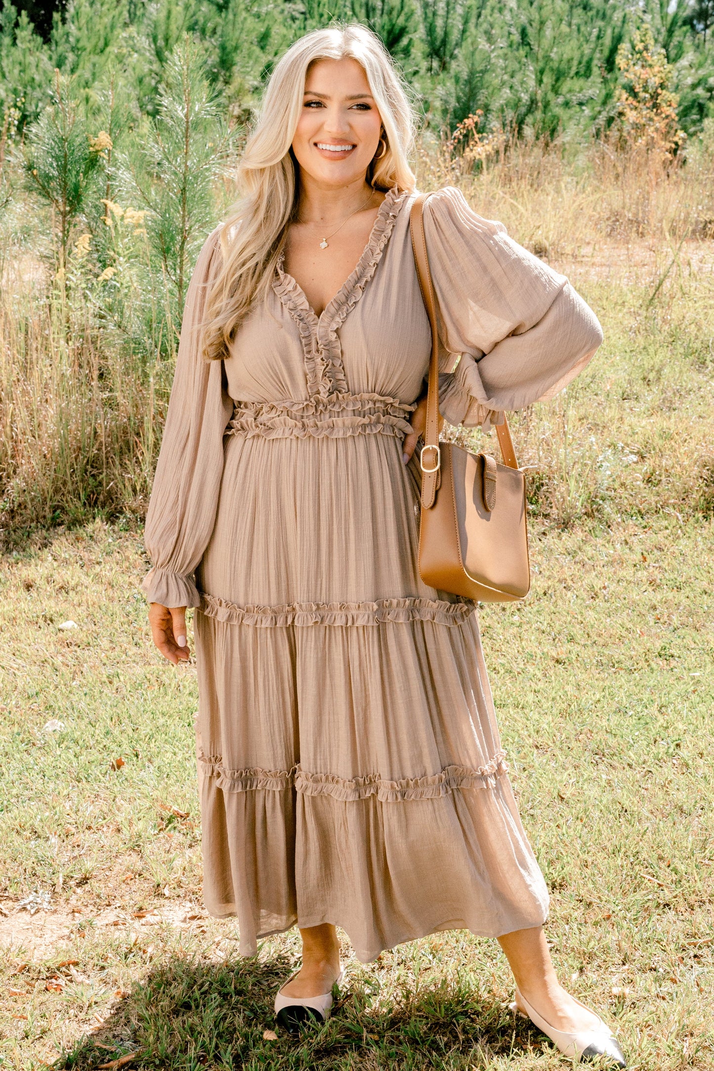 Vestido Vivid Palms, Taupe