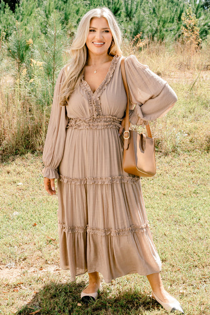 Vestido Vivid Palms, Taupe