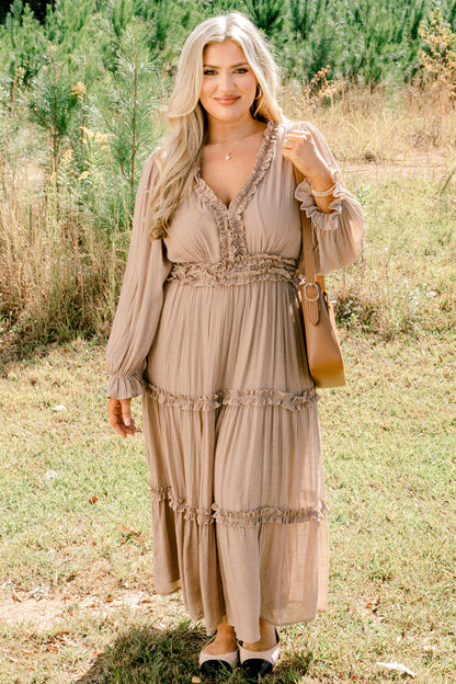 Vestido Vivid Palms, Taupe