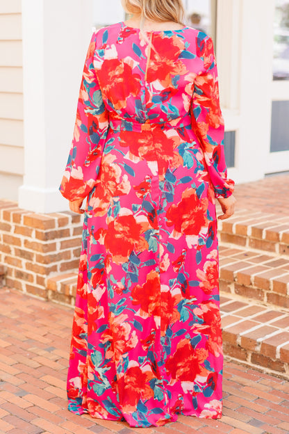 Vestido Maxi Way Too Complicated, Fucsia Multicolor