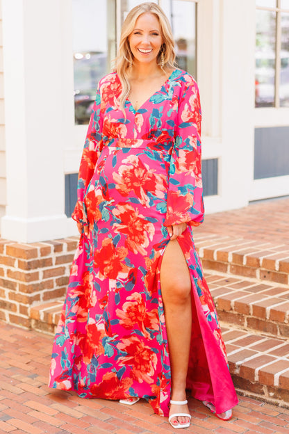 Vestido Maxi Way Too Complicated, Fucsia Multicolor
