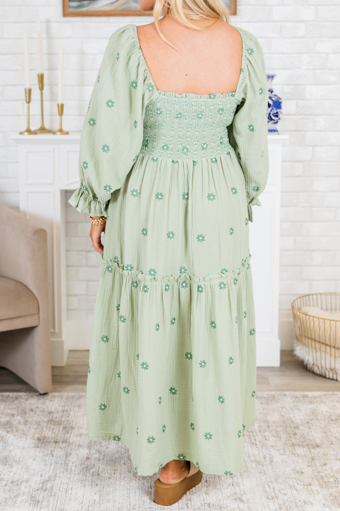 Vestido Maravilla de Flores Silvestres, Verde