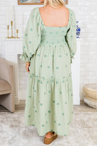 Vestido Maravilla de Flores Silvestres, Verde