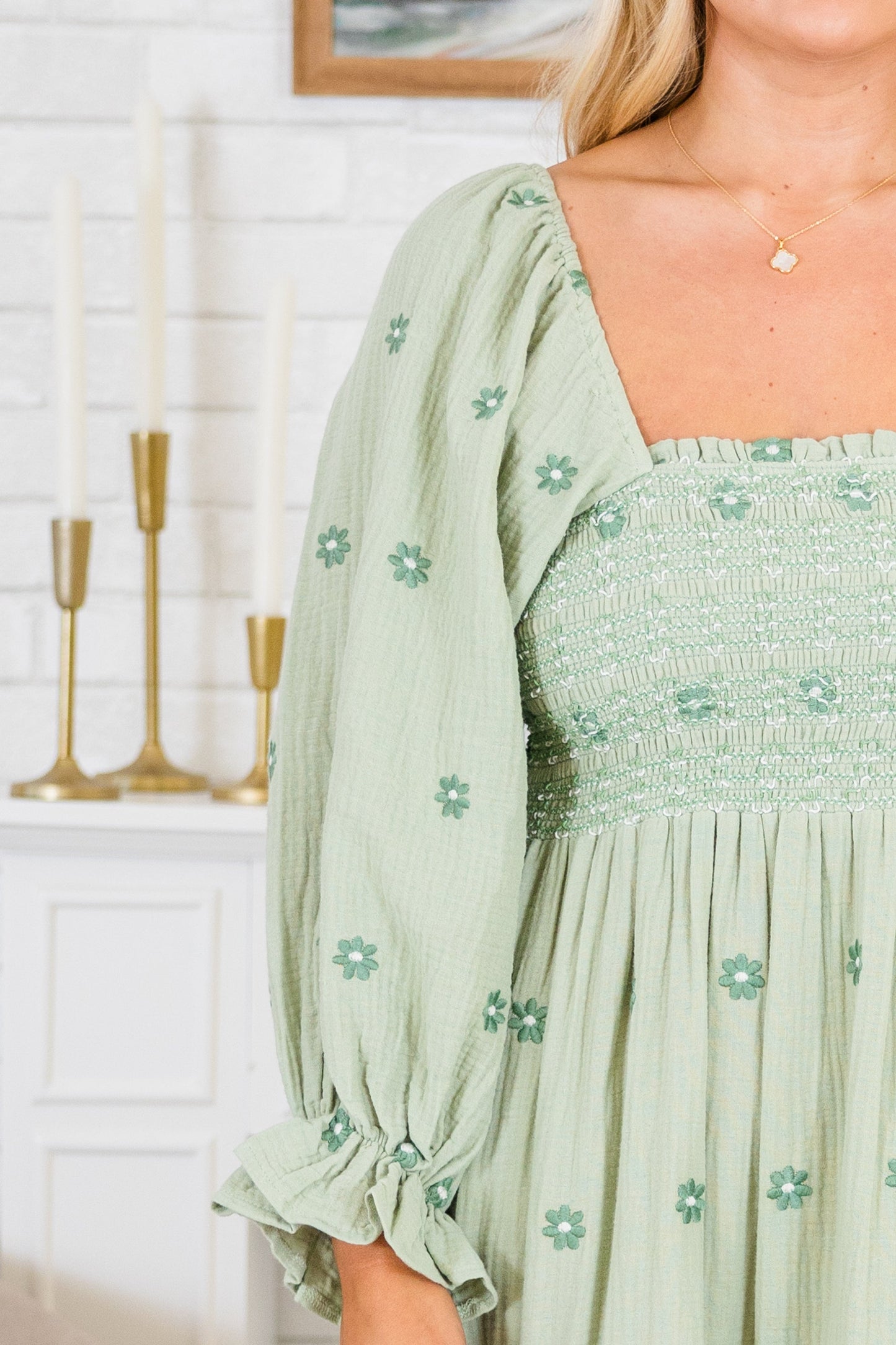 Vestido Maravilla de Flores Silvestres, Verde