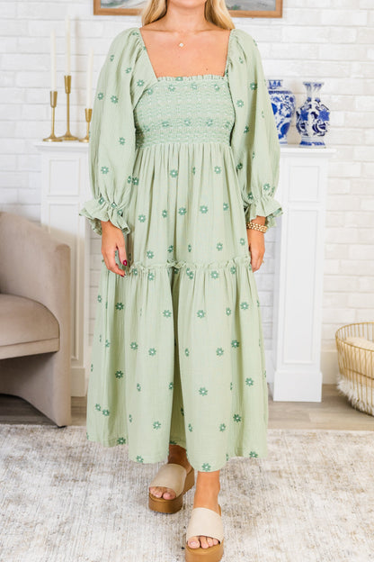 Vestido Maravilla de Flores Silvestres, Verde