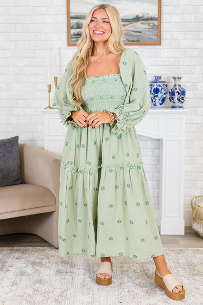 Vestido Maravilla de Flores Silvestres, Verde