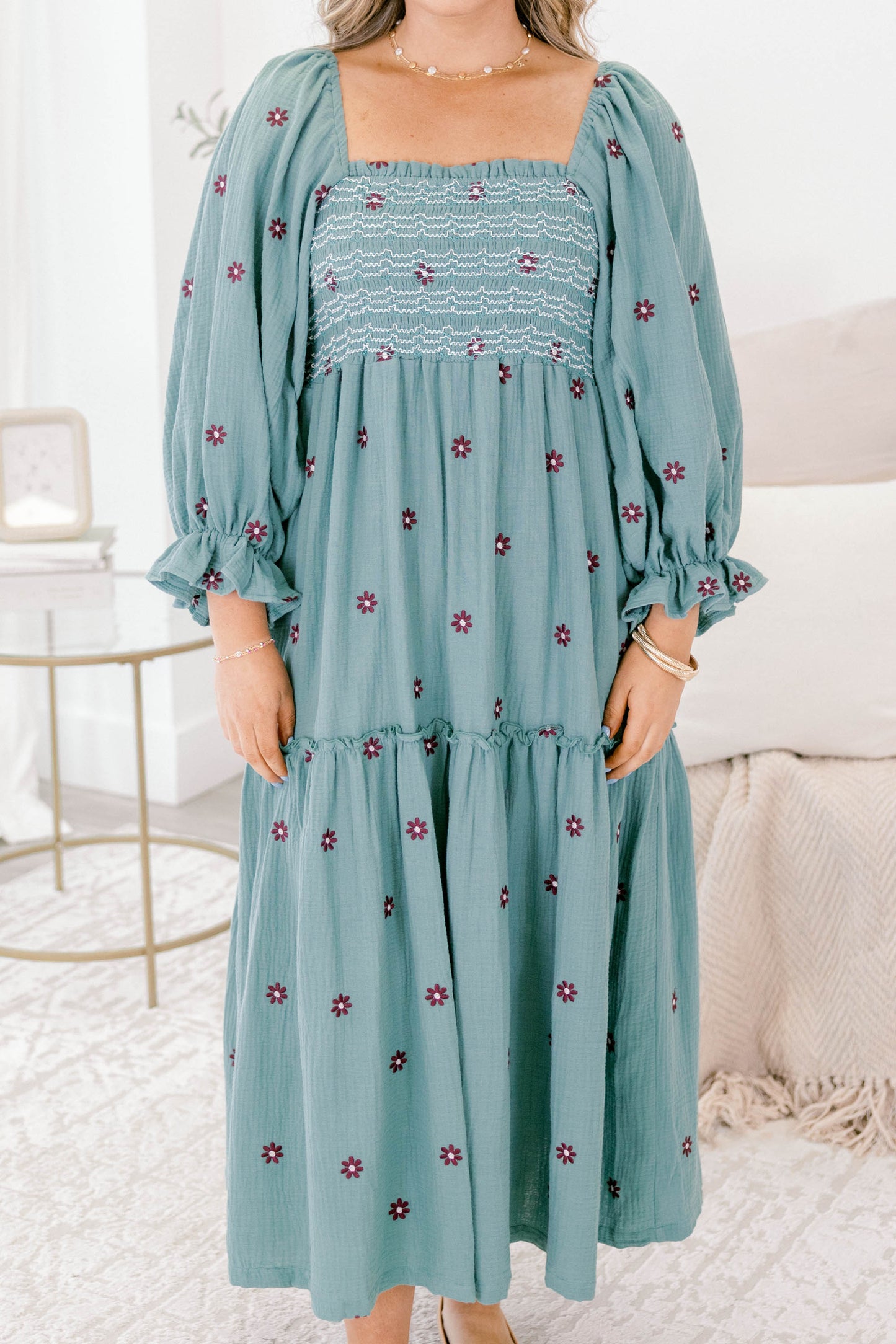 Vestido Maravilla de Flores Silvestres, Jade Claro