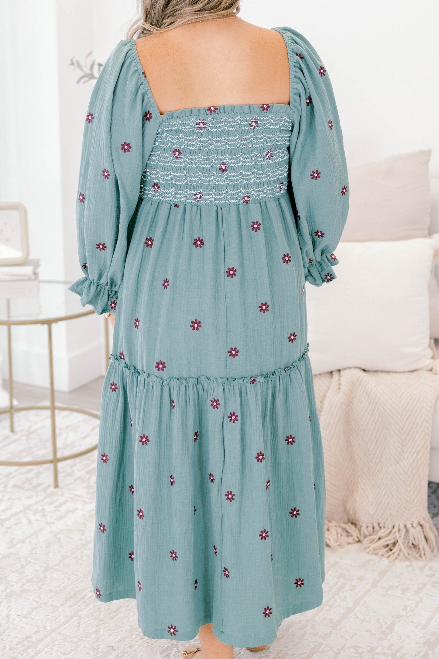 Vestido Maravilla de Flores Silvestres, Jade Claro