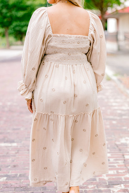 Vestido Maravilla de Flores Silvestres, Beige