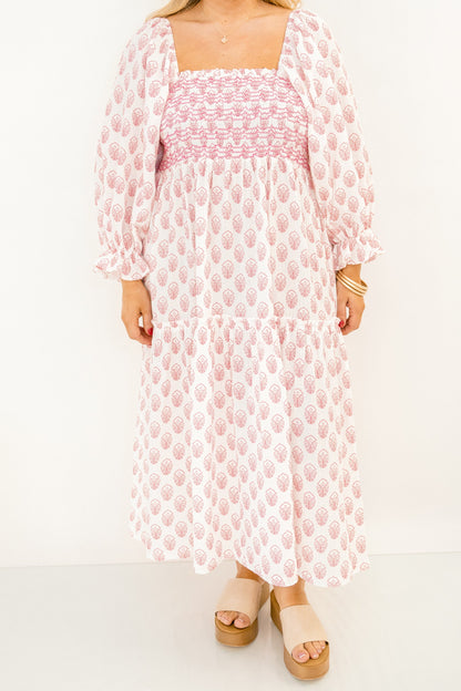 Vestido Maravilloso de Flores Silvestres, Rosa Crema