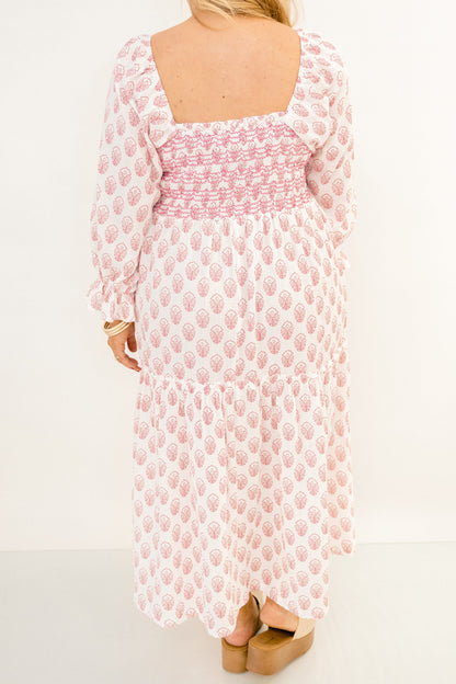 Vestido Maravilloso de Flores Silvestres, Rosa Crema