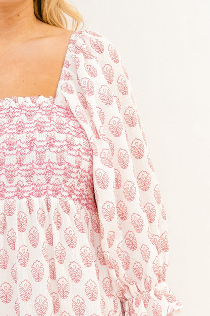 Vestido Maravilloso de Flores Silvestres, Rosa Crema