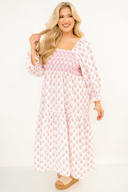 Vestido Maravilloso de Flores Silvestres, Rosa Crema