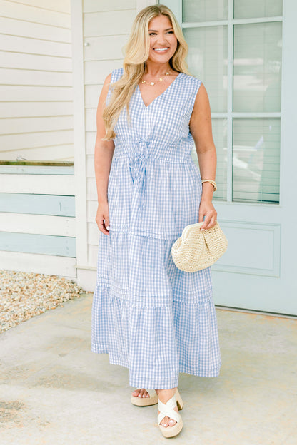 Vestido Envuelto en Amor, Cuadros Azules