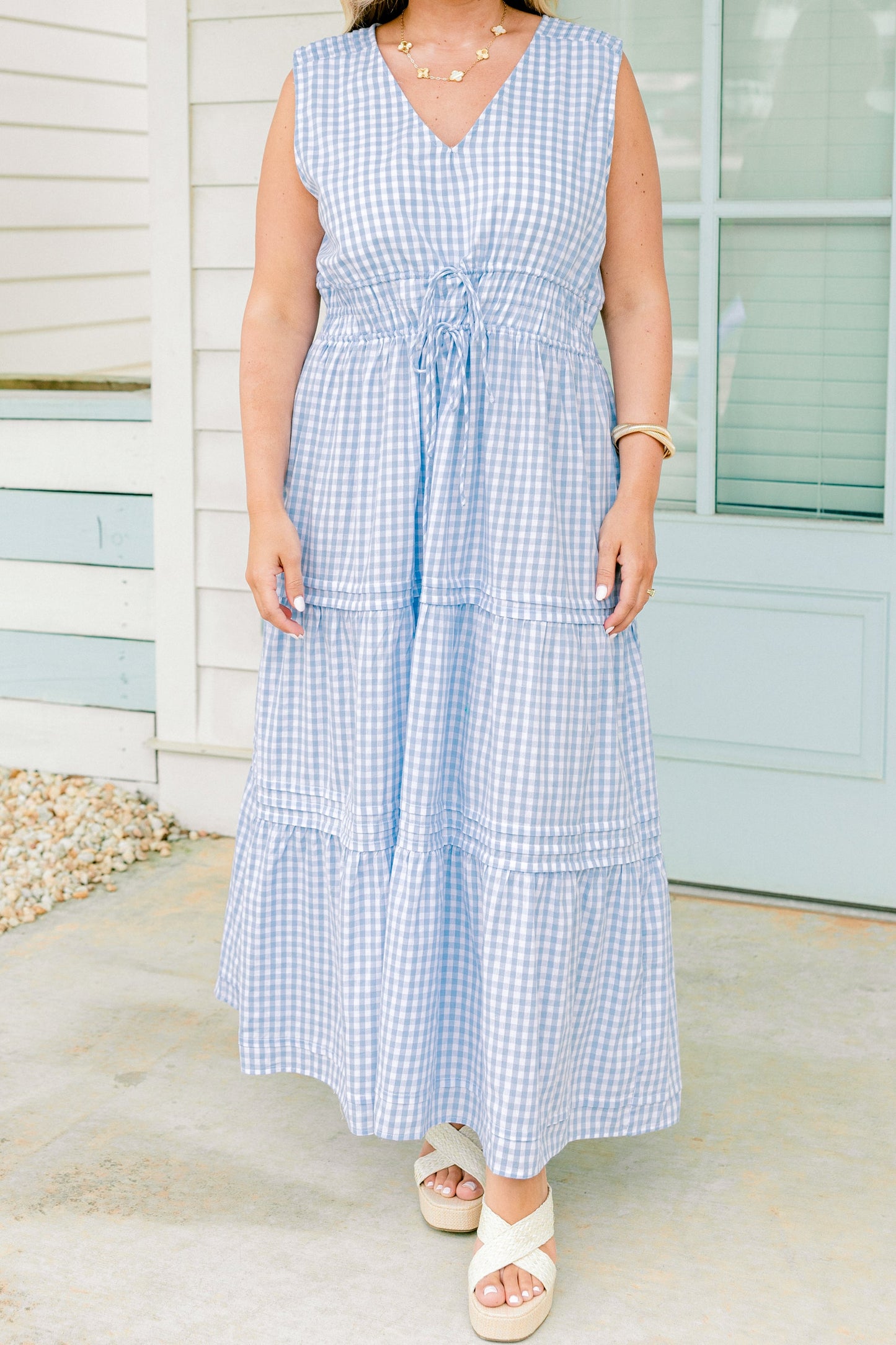 Vestido Envuelto en Amor, Cuadros Azules