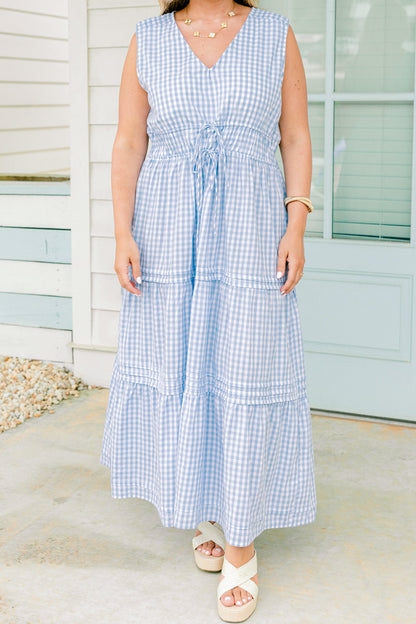 Vestido Envuelto en Amor, Cuadros Azules