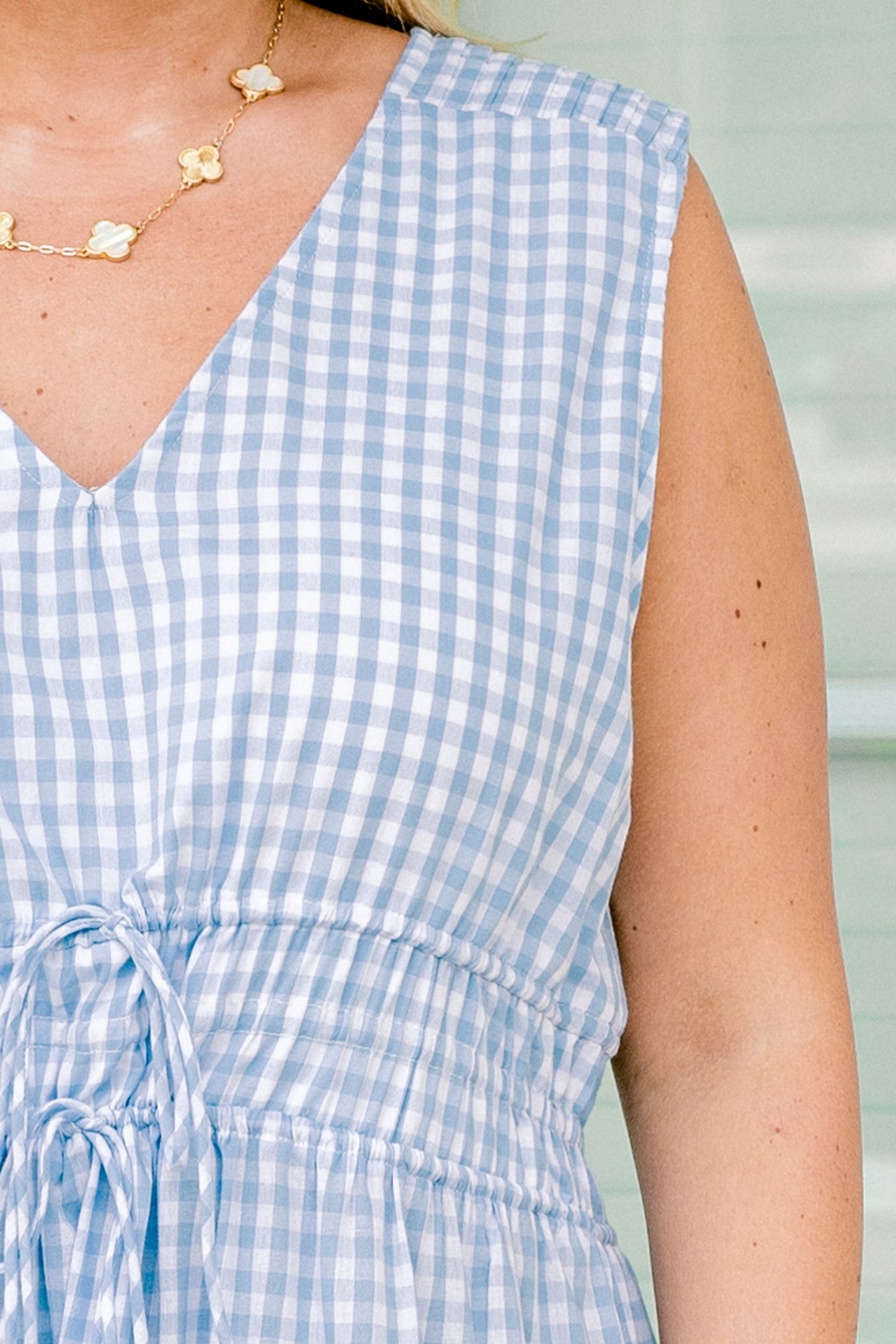 Vestido Envuelto en Amor, Cuadros Azules