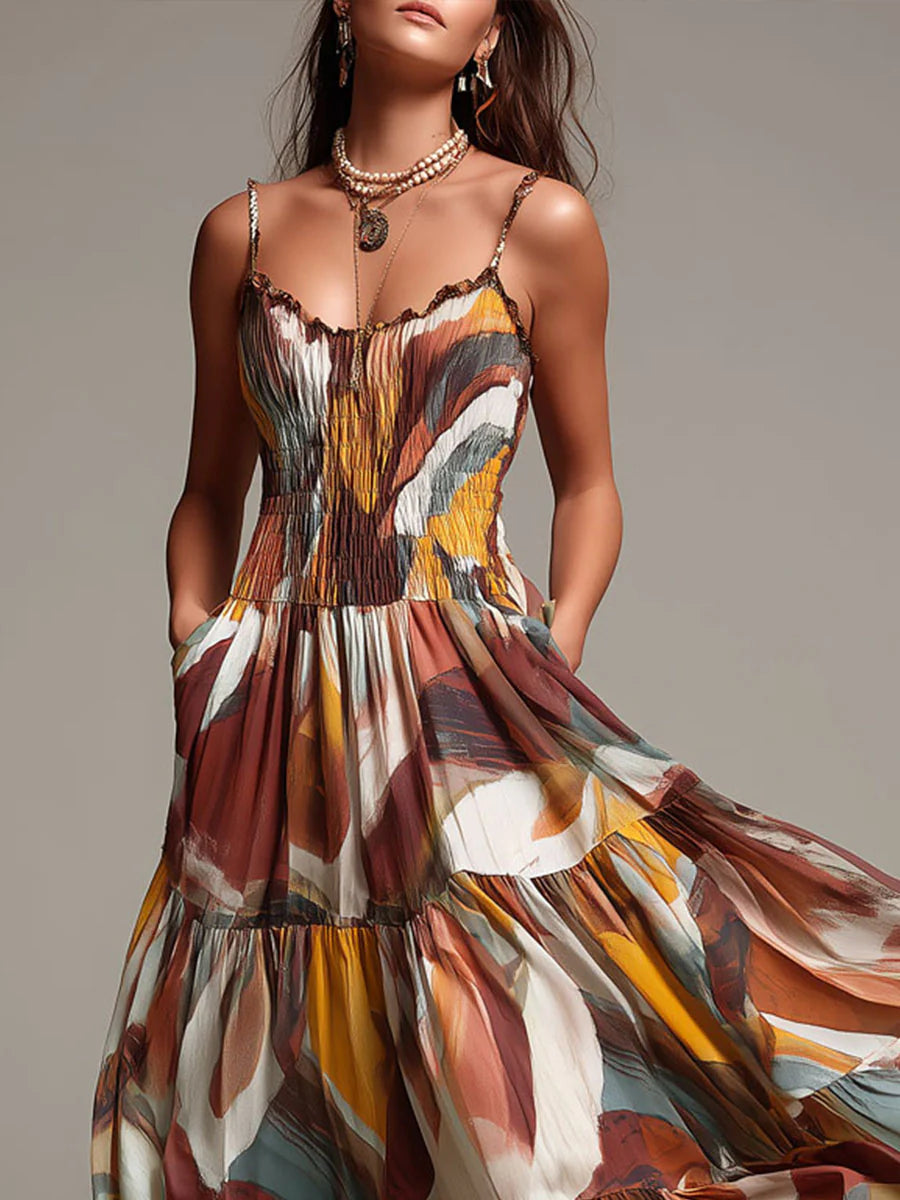 Aurelia | Vestido Maxi Abstracto Flow