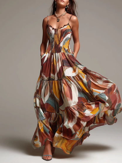 Aurelia | Vestido Maxi Abstracto Flow