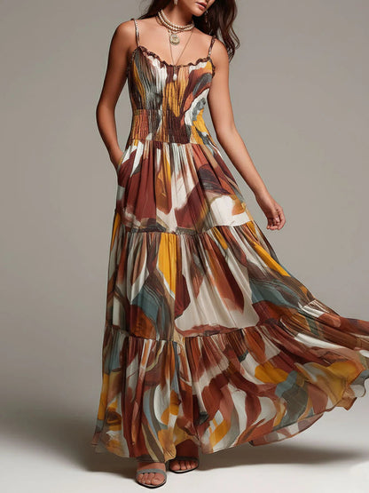 Aurelia | Vestido Maxi Abstracto Flow