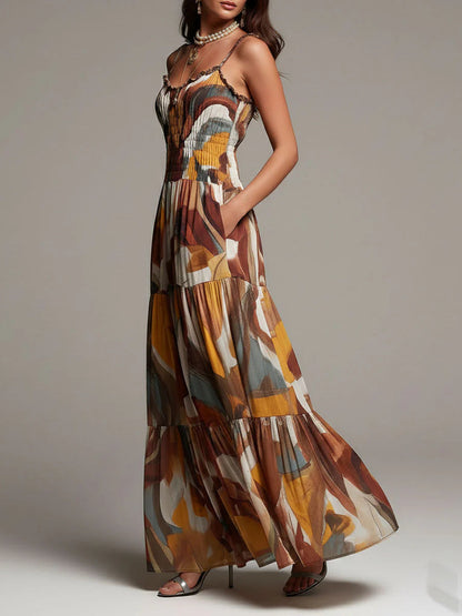Aurelia | Vestido Maxi Abstracto Flow