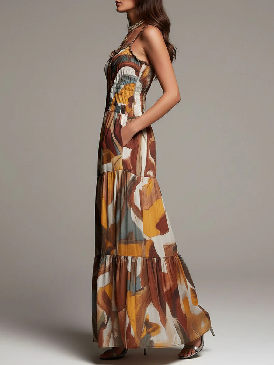 Aurelia | Vestido Maxi Abstracto Flow