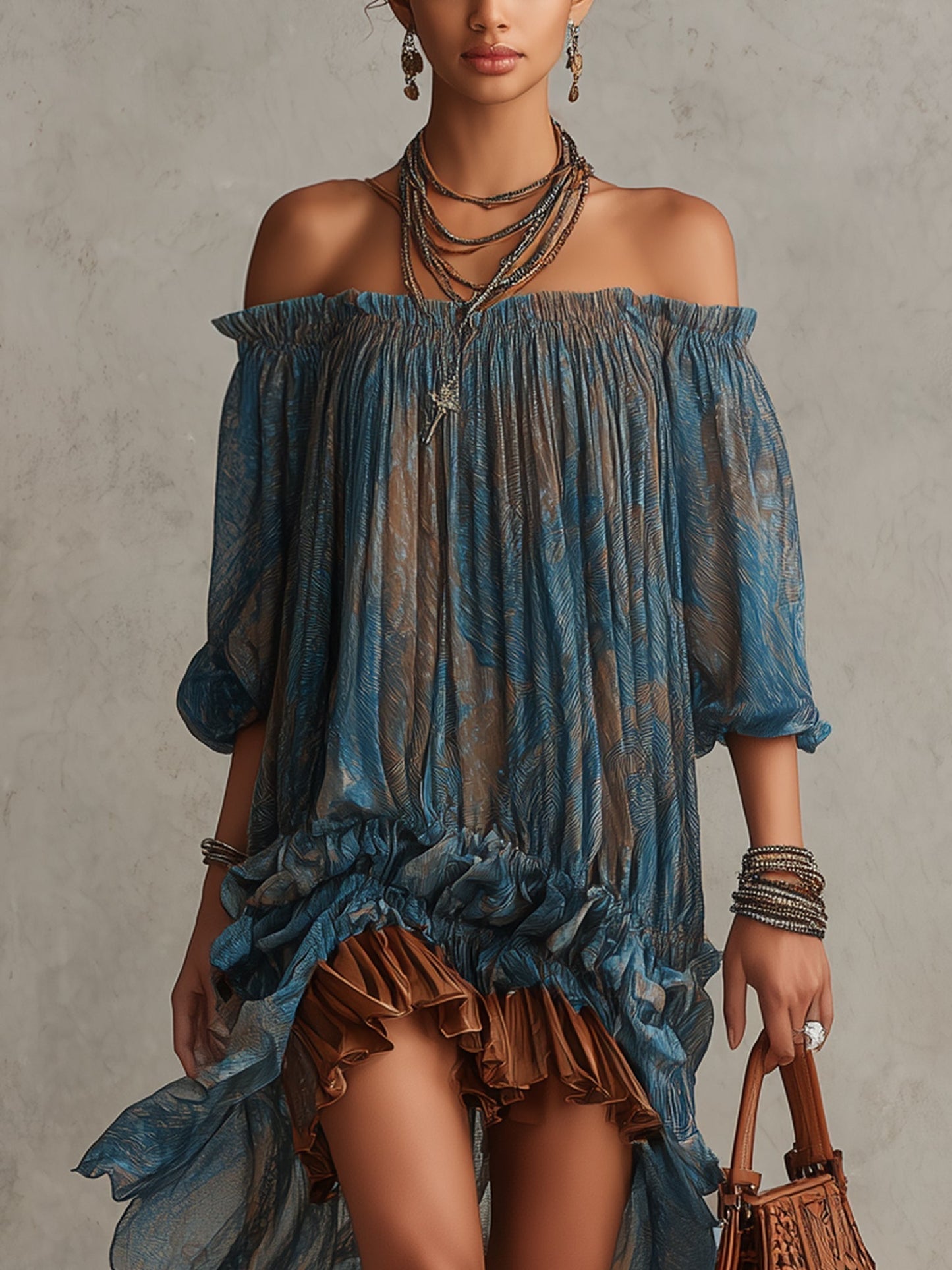 Indira | Vestido Mini Boho Off-Shoulder