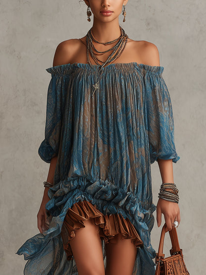 Indira | Vestido Mini Boho Off-Shoulder