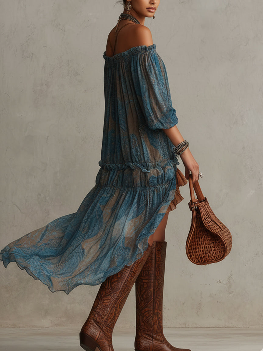 Indira | Vestido Mini Boho Off-Shoulder