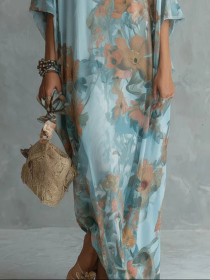 Luna | Vestido Kaftán Floral Relajado