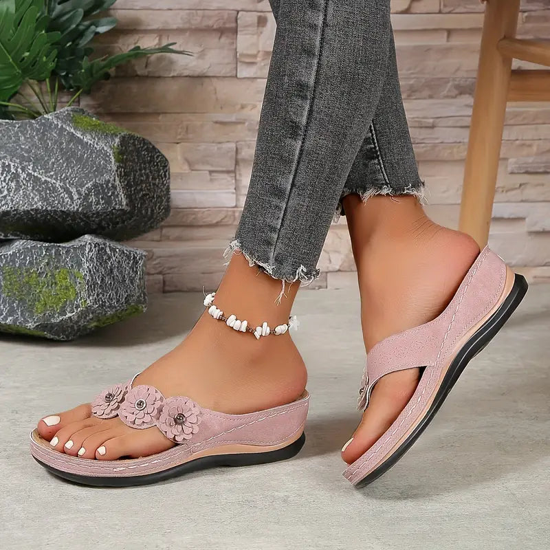 Lysiane | Sandalias Ortopédicas Florales con Cuña