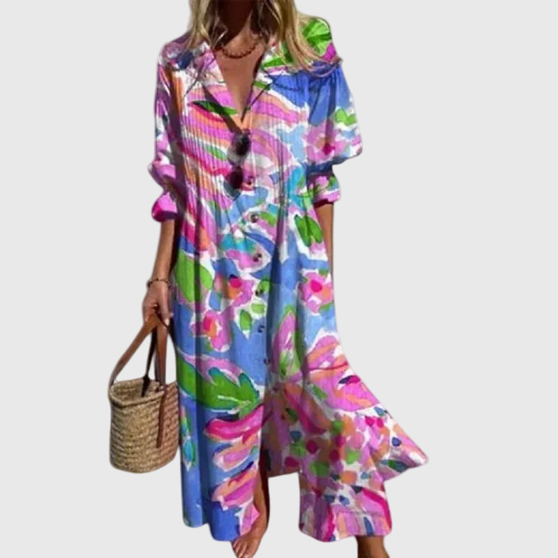 Zariah | Vestido Maxi Impreso Acuarela