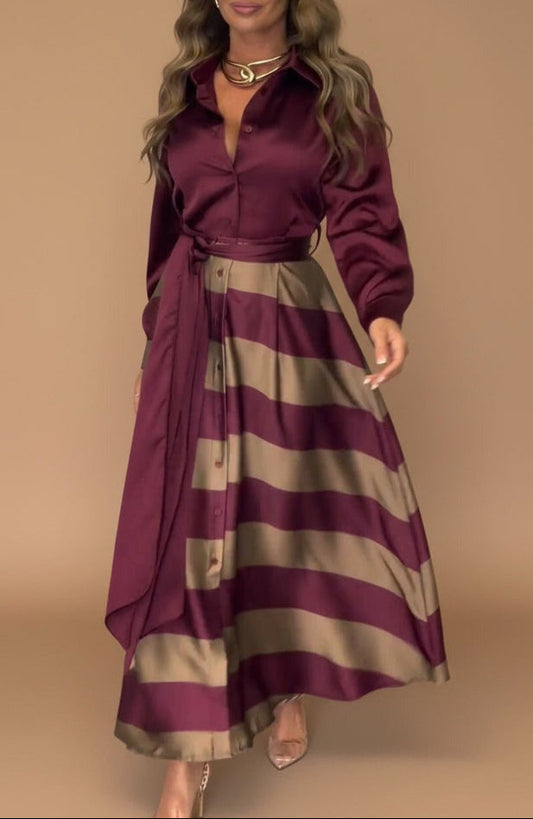 Mila™ - Vestido Largo Rayado con Encaje