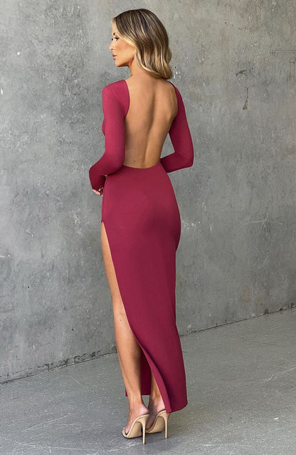 Długa sukienka Aleena - Wiśnia