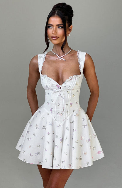 Minispódniczka Antonella - Wielokolorowy Wzór Kwiatowy