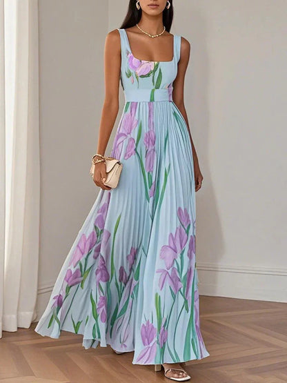 Yara™ - Vestido Maxi de Chiffon Plisado