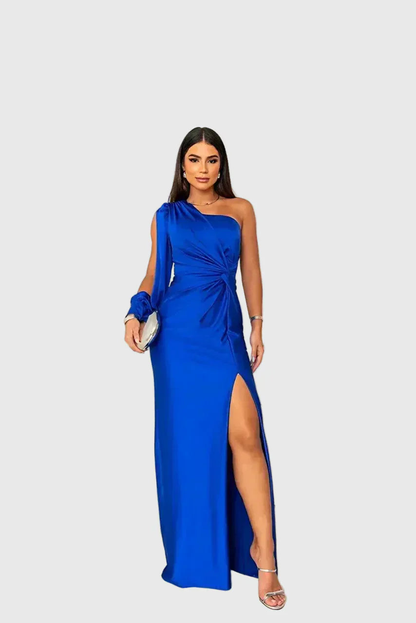 Auriane | Vestido Maxi Asimétrico Satinado