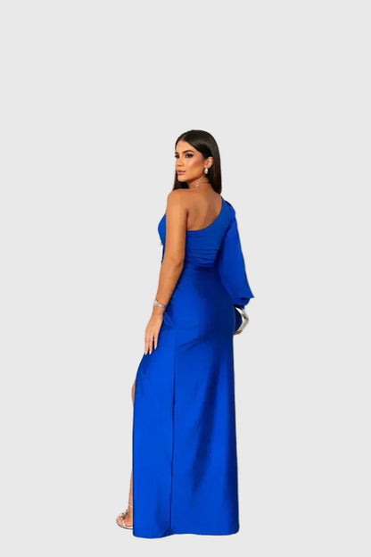 Auriane | Vestido Maxi Asimétrico Satinado