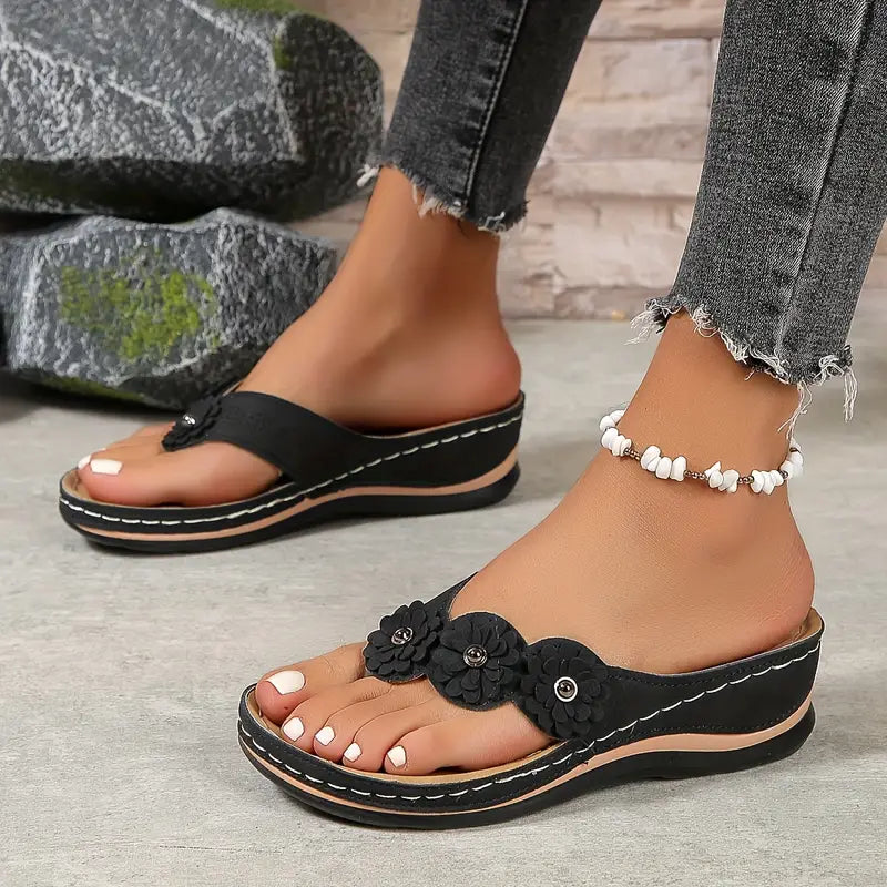 Lysiane | Sandalias Ortopédicas Florales con Cuña