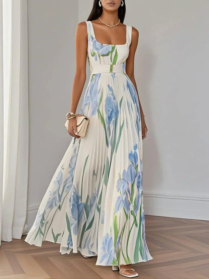 Yara™ - Vestido Maxi de Chiffon Plisado